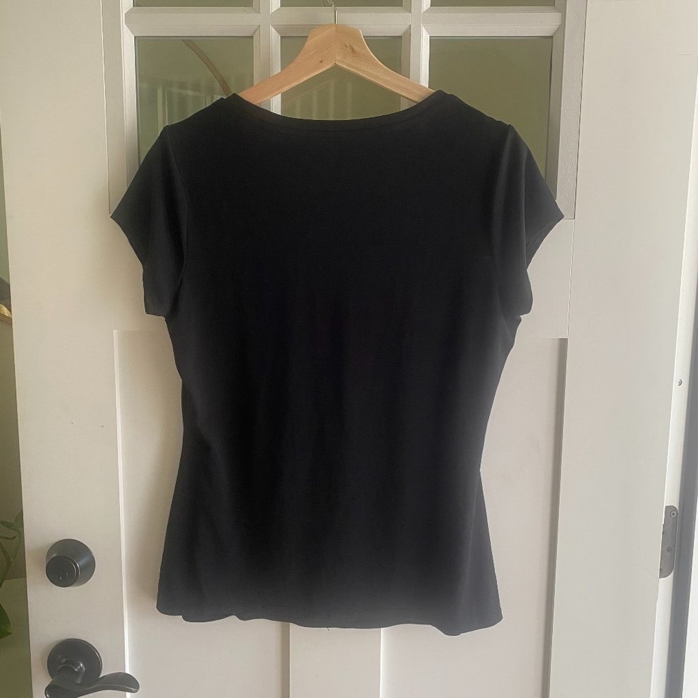 Worthington Black Casual Ruched Neck Top - Size L